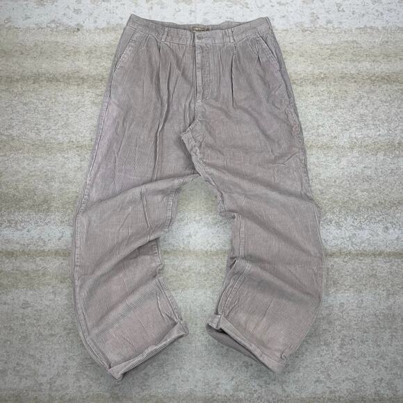 Scandia Woods Corduroy Pants Tan Cotton Baggy Wide Leg Fit Pleated Front - Picture 2 of 4